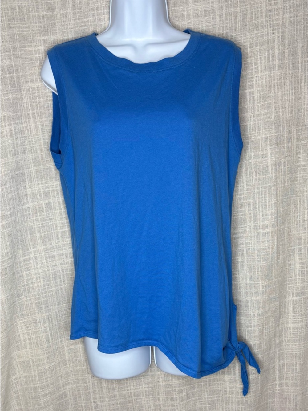 Fabletics Rachelle Muscle Tank Blue Side Tie Workout Top Gym Sleeveless - Sz Med